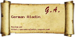 German Aladin névjegykártya